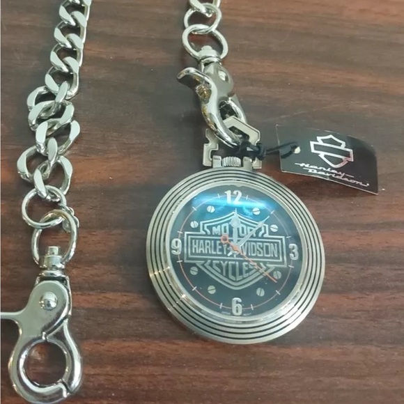 Harley Davidson 120th Anniversary Collector Pocket Watch With Tag 16in Chain - Picture 7 of 7